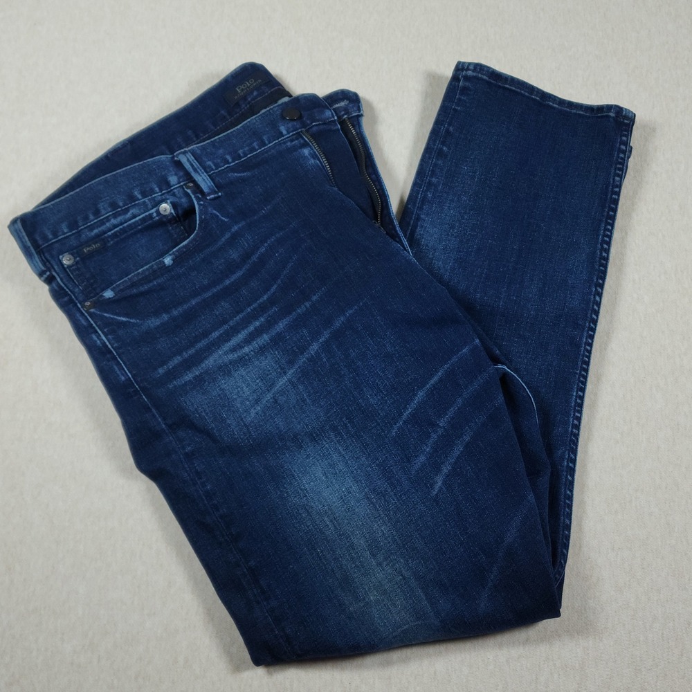 Polo Ralph Lauren Indigo Dark Wash Stretch Denim Jeans Mens 40x30 Blue Pants
